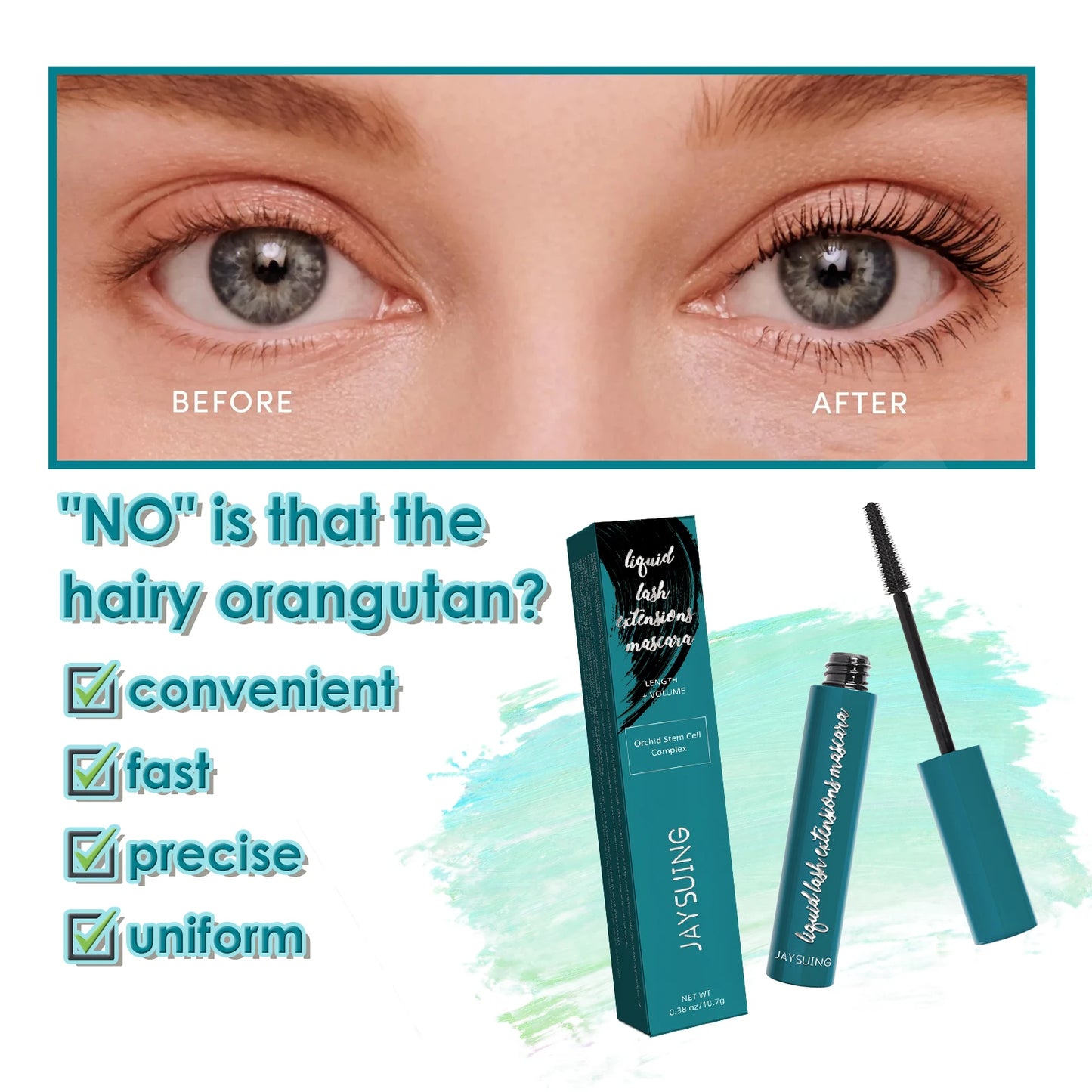 Jaysuing Mascara Liquid Lash Extensions,Natural Makeup Holding Slim Thick Curled Shaped Eyelashes Liquid Lash Extensions Mascara