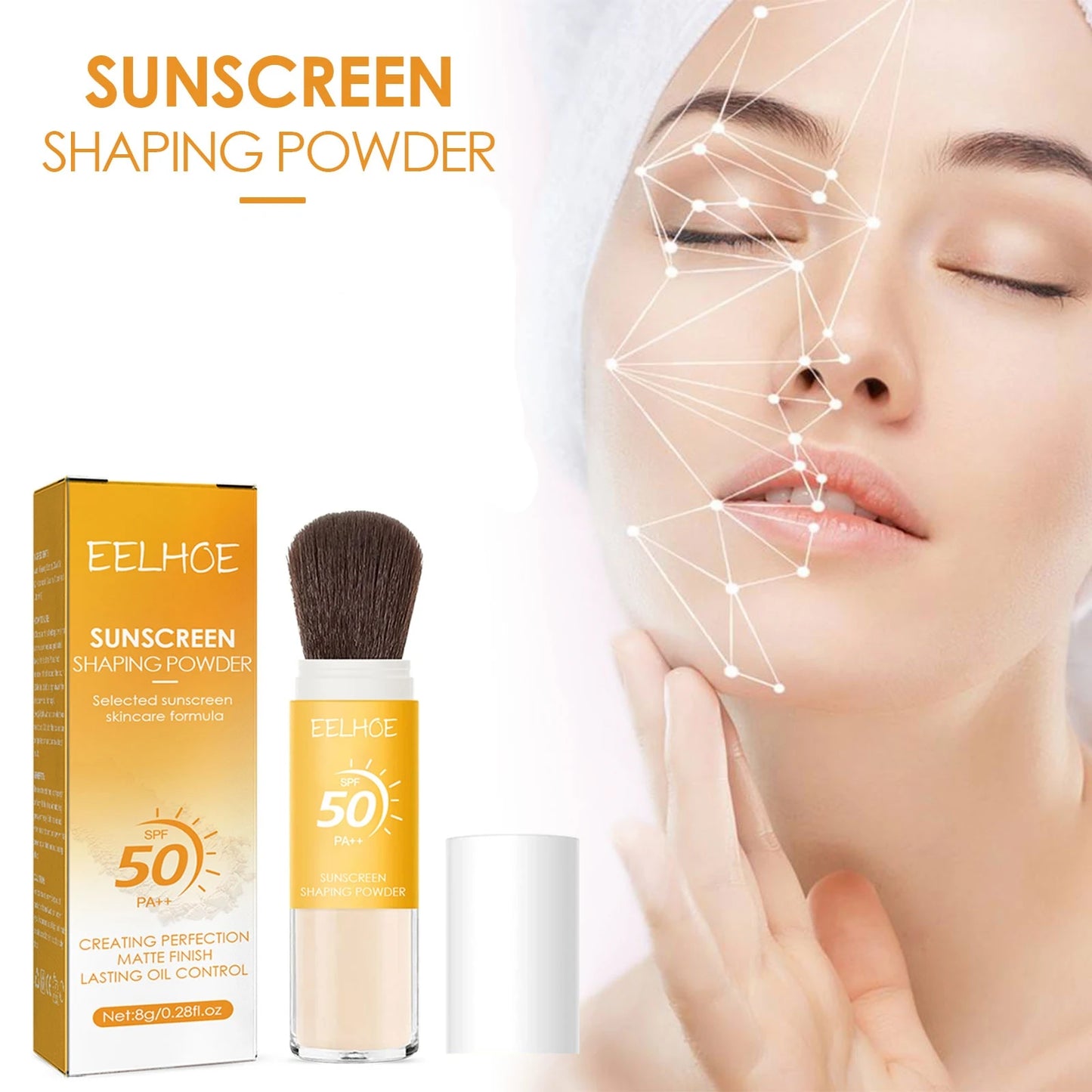 Eelhoe 8g Spf50 Sunscreen Loose Powder Makeup Setting Matte Face Waterproof Invisible Pores Lasting Sunblock Setting Powder