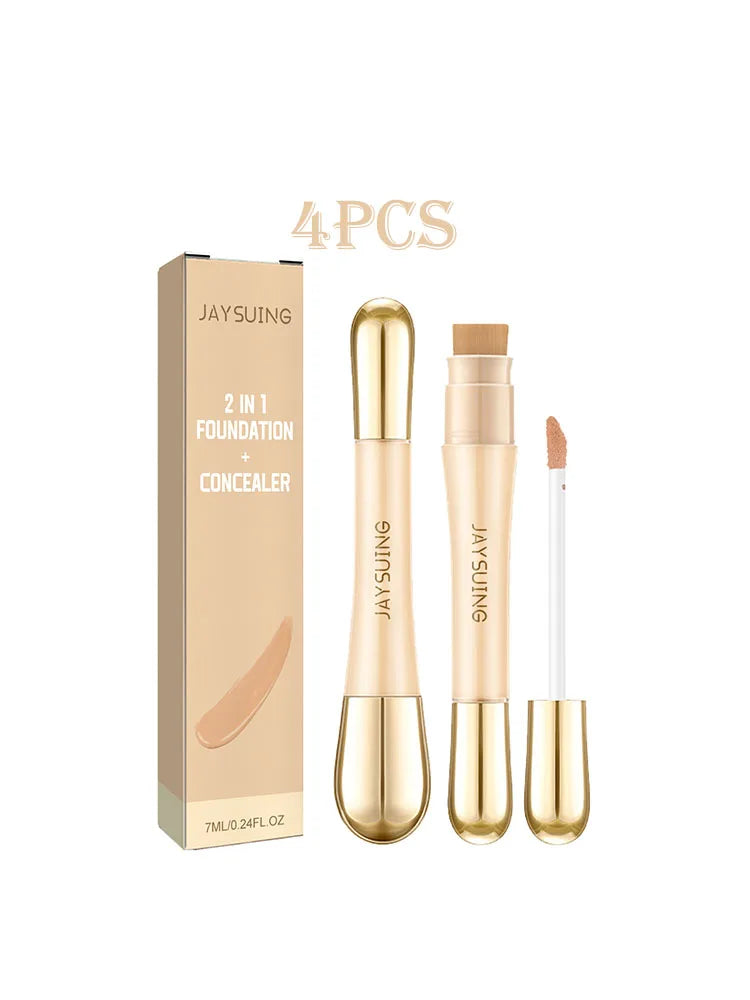 Jaysuing 7ml 2in1 Concealer Foundation Makeup Pen for Blemish Cover