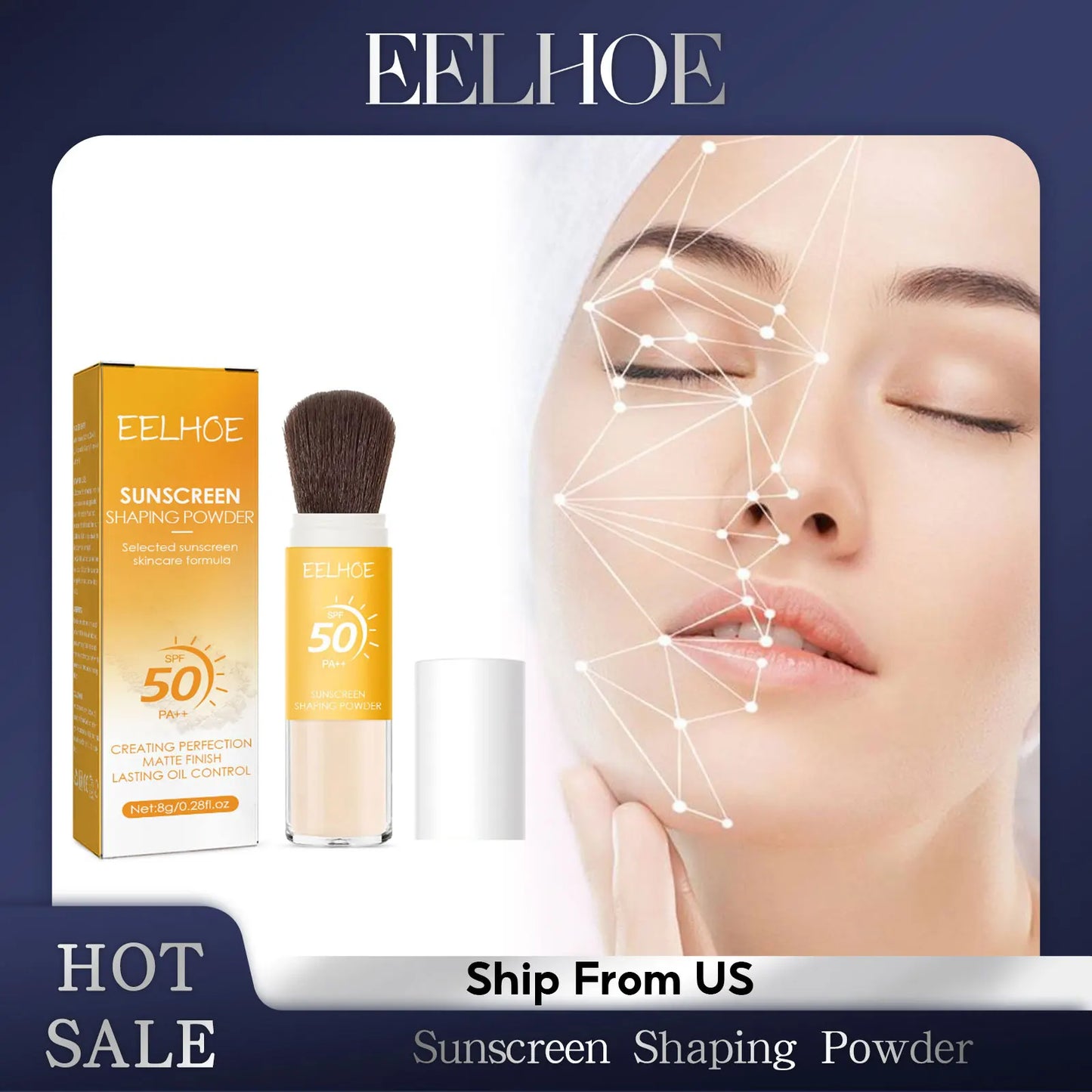 Eelhoe 8g Spf50 Sunscreen Loose Powder Makeup Setting Matte Face Waterproof Invisible Pores Lasting Sunblock Setting Powder