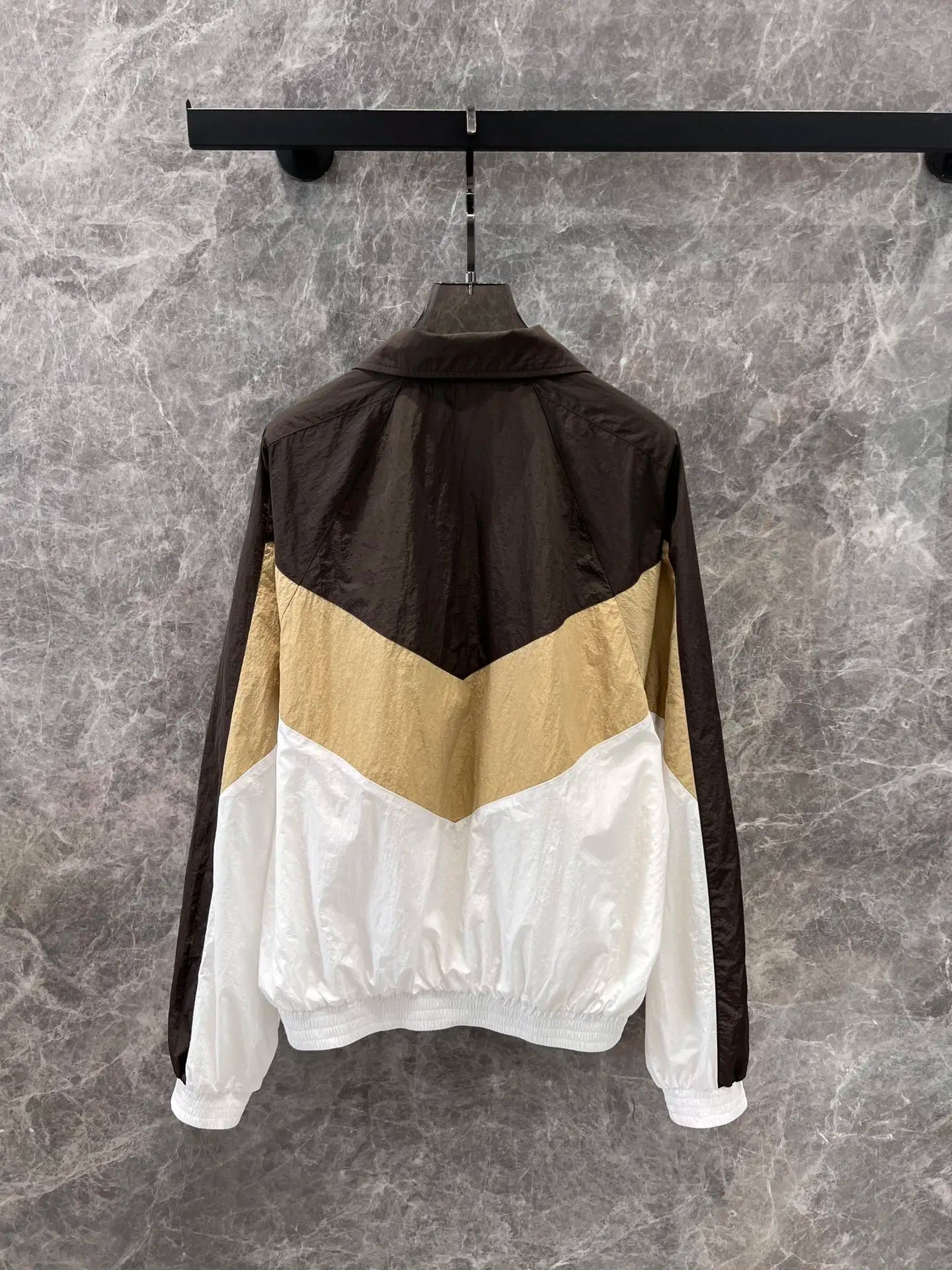 2025 Spring Summer Color Block Pleated Nylon Jacket Men Women Windproof Waterproof Multi-Pocket Casual Streetwear Outdoor Fashio