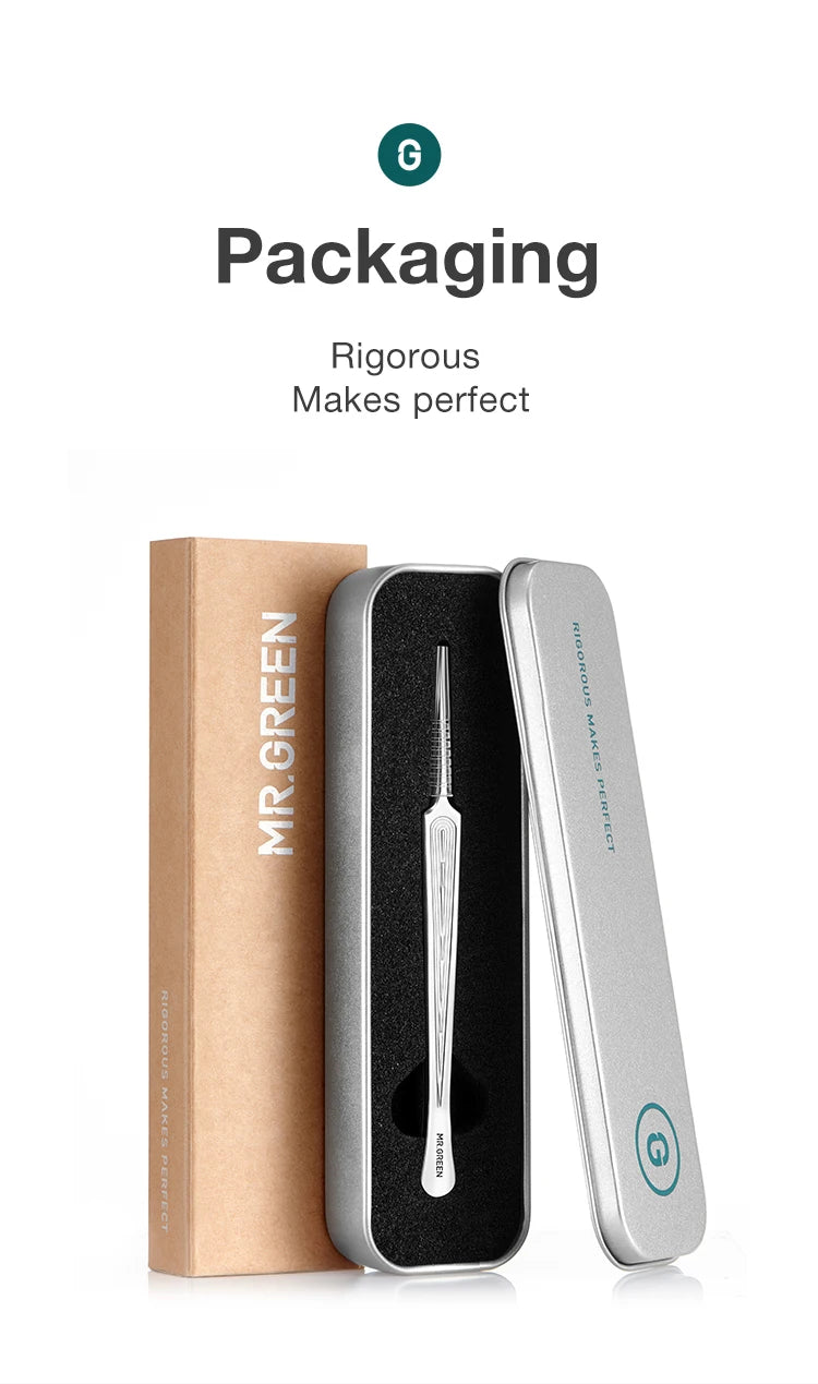 MR.GREEN Ingrown Hair Tweezers Needle Nose Pointed Tips