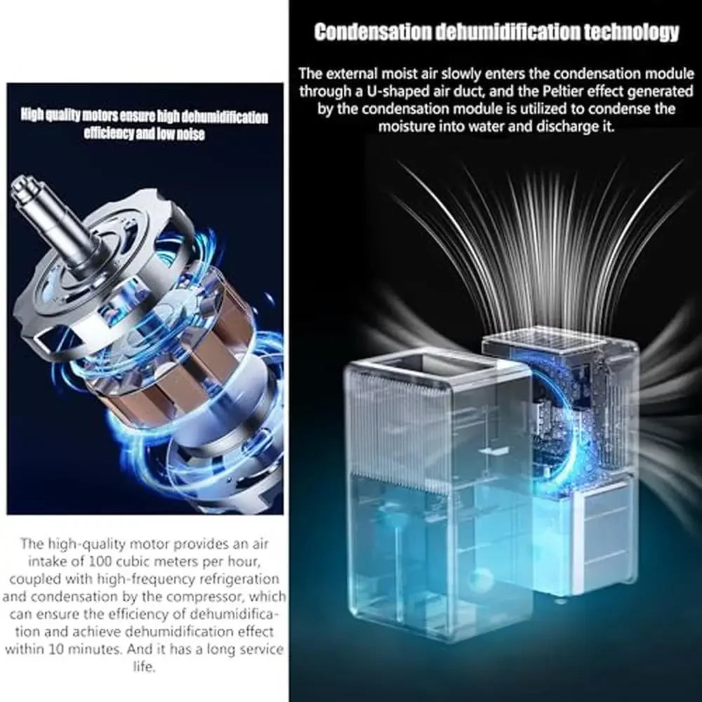 Compact 85oz Dehumidifier Quiet Auto Shut Off Night Light