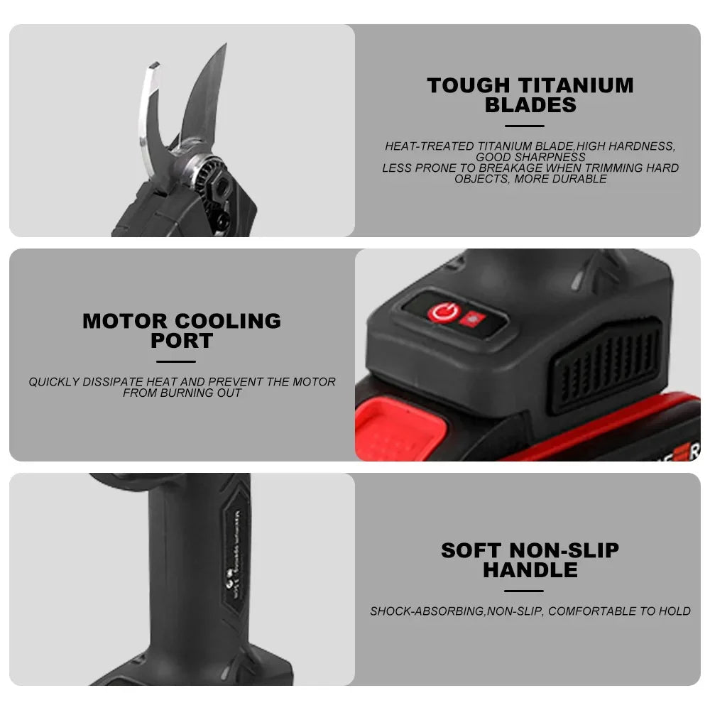 21V 50w Cordless Electric Branch Scissors 35mm Pruning Shear 2*7500mA Lithium Rechargeable Garden Cutter Tool Fruit Tree Trimmer
