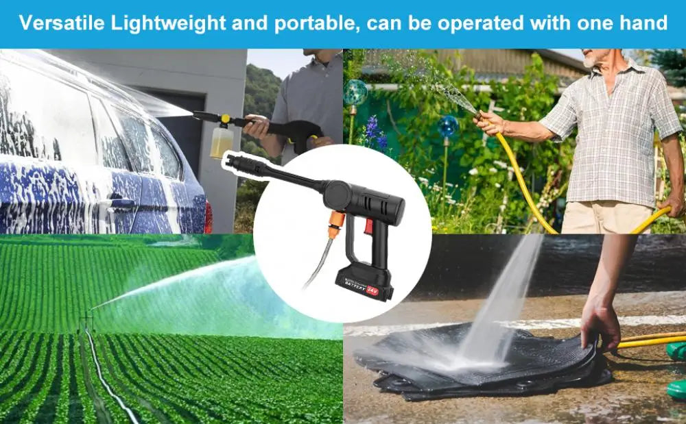 180w Brushless High Pressure Car Washer Gun Electric Garden Washing Water Wash Spray Gun With 2 Batteries 1 Charger Bucket Pipe