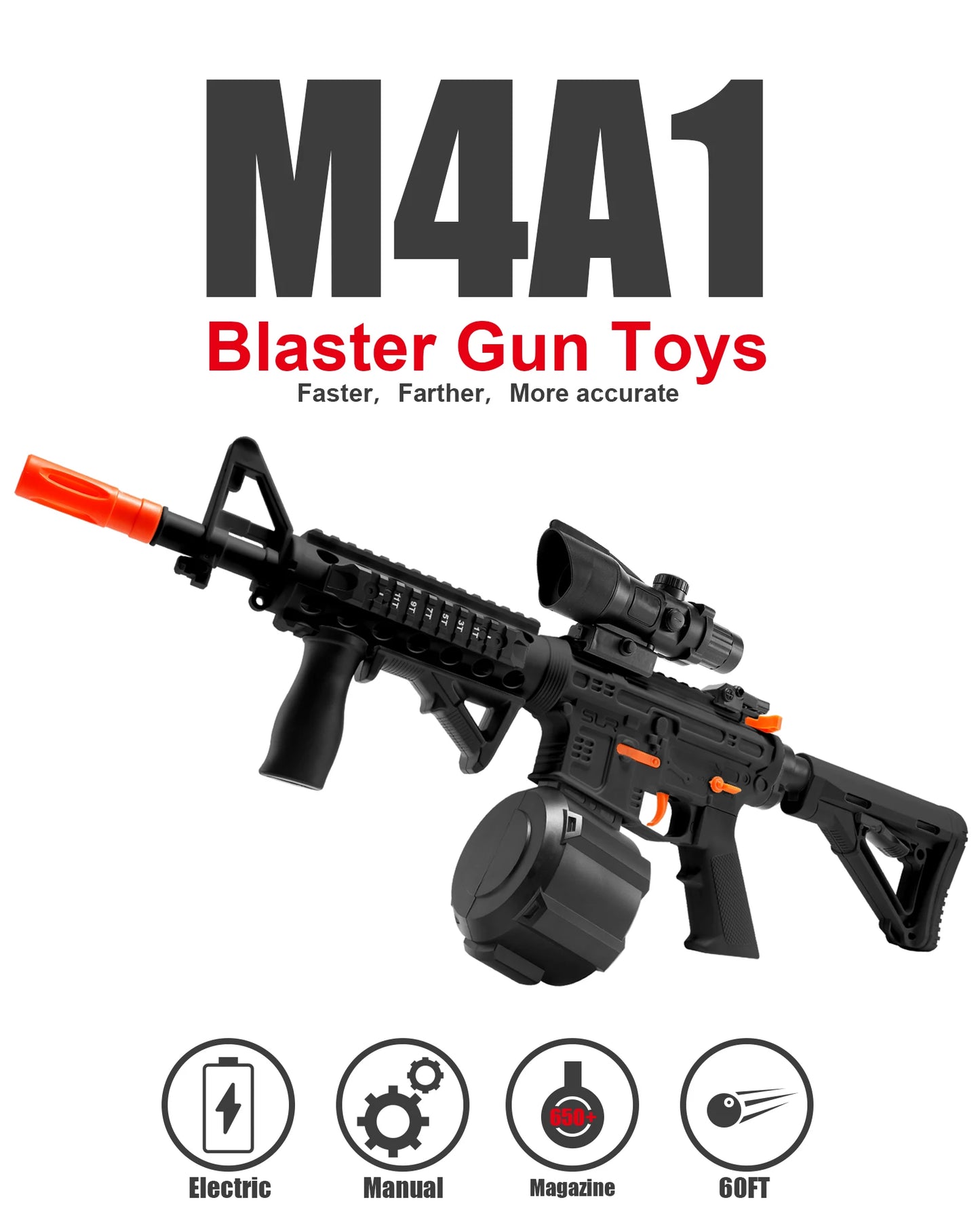 High Speed M4A1 Electric Gel Balls Gun Toys,Automatic&Manual Dual Modes Water Bullets Blaster,Upgraded Water Bead Splatter Toys