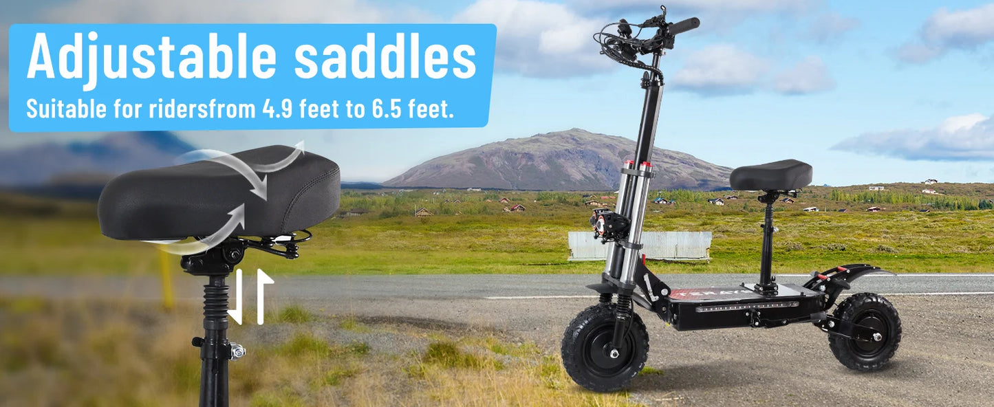 6000W High Power Adult Electric Scooter Off-Road Commute Foldable 60V 38Ah Large Battery 60 Miles Range 50 Mph Fast E-Scooter