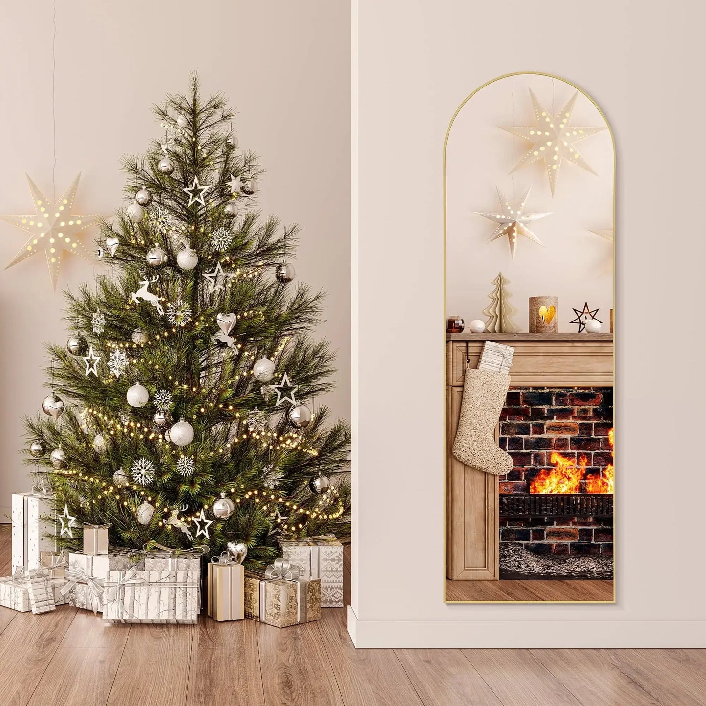 Arched Full Length Mirror 64"x21" Full Body Mirror Rectangle Free Standing Wall Mounted Leaning Hanging Floor Mirrors, Gold