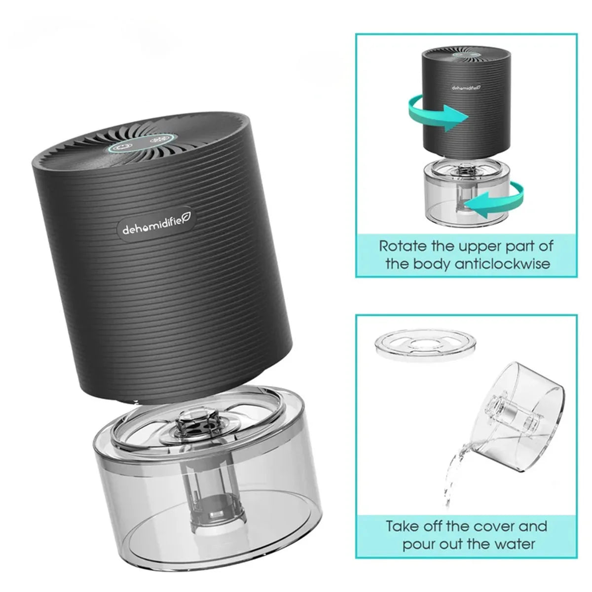 Efficient 25oz Ultra-Quiet Dehumidifier with Auto-Off