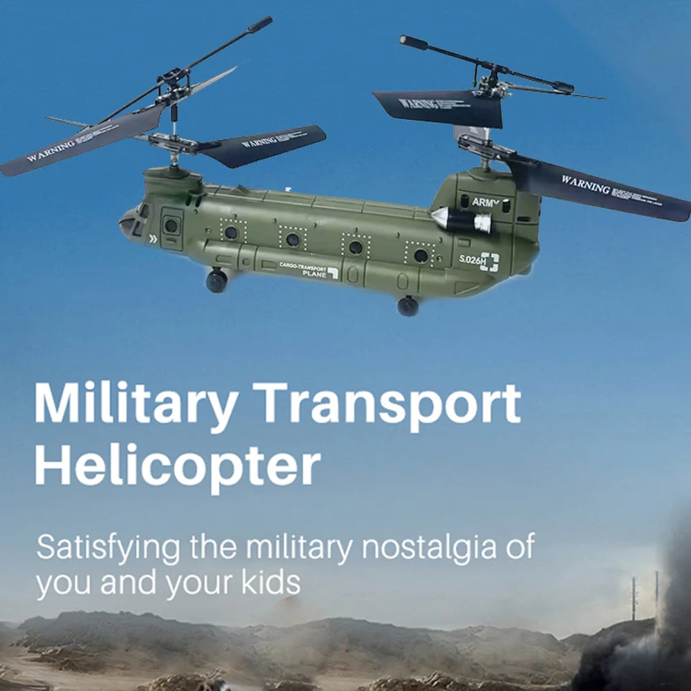 Remote Control Helicopter, 2.4G 3CH Dual Propellers Fixed Height Simulation Remote Control Military Transport Helicopter