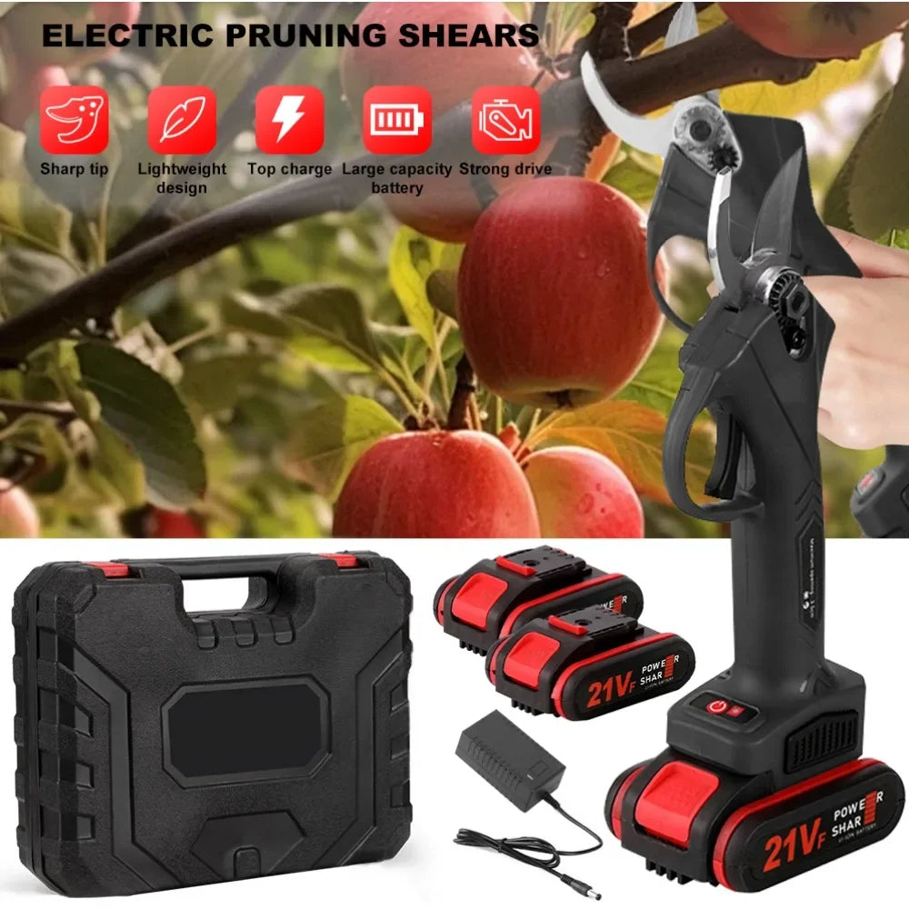 21V 50w Cordless Electric Branch Scissors 35mm Pruning Shear 2*7500mA Lithium Rechargeable Garden Cutter Tool Fruit Tree Trimmer