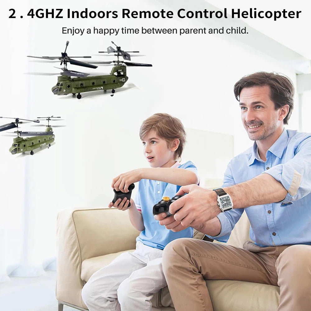 Remote Control Helicopter, 2.4G 3CH Dual Propellers Fixed Height Simulation Remote Control Military Transport Helicopter