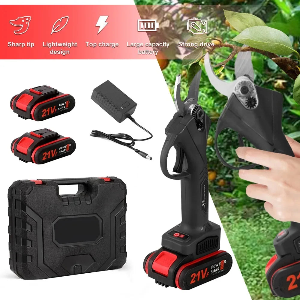 21V 50w Cordless Electric Branch Scissors 35mm Pruning Shear 2*7500mA Lithium Rechargeable Garden Cutter Tool Fruit Tree Trimmer