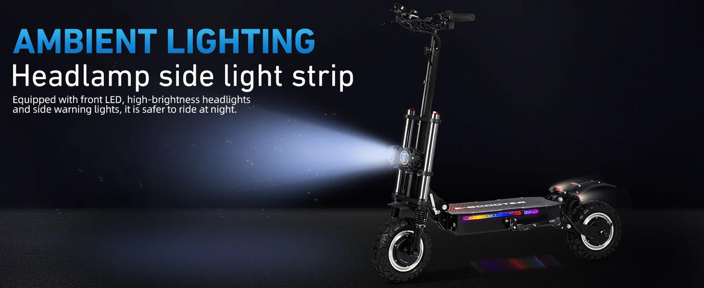 6000W High Power Adult Electric Scooter Off-Road Commute Foldable 60V 38Ah Large Battery 60 Miles Range 50 Mph Fast E-Scooter