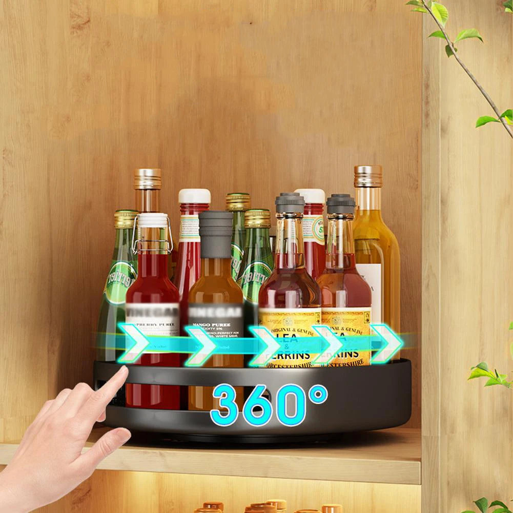 Rotating Storage Rack,Rotating Spice Rack, Kitchen Countertop Organizer,Round Metal Turntable Organizer For Cabinet Kitchen