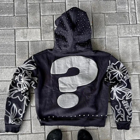 Y2K Zip Hoodie New American Hip Hop Casual Fashion Alphabet Design Vintage Hooded Long Sleeve Sports Hood Men Women Street Wear