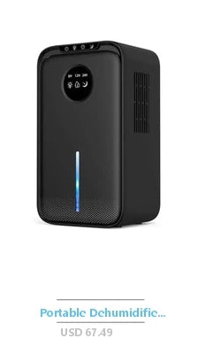 Compact 85oz Dehumidifier Bathroom Bedroom RV Kitchen Quiet Auto Shut Off Night Light