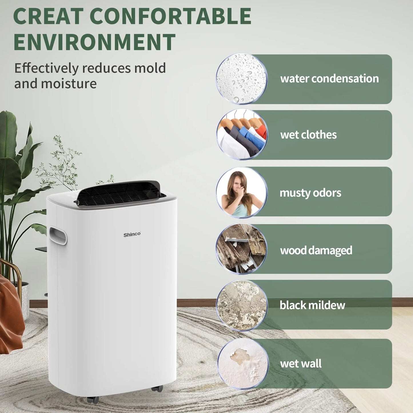 Shinco 86 Pints Dehumidifier for Home and Basements, 5000 Sq.Ft Dehumidifiers with Drain Hose, Auto or Manual Drainage