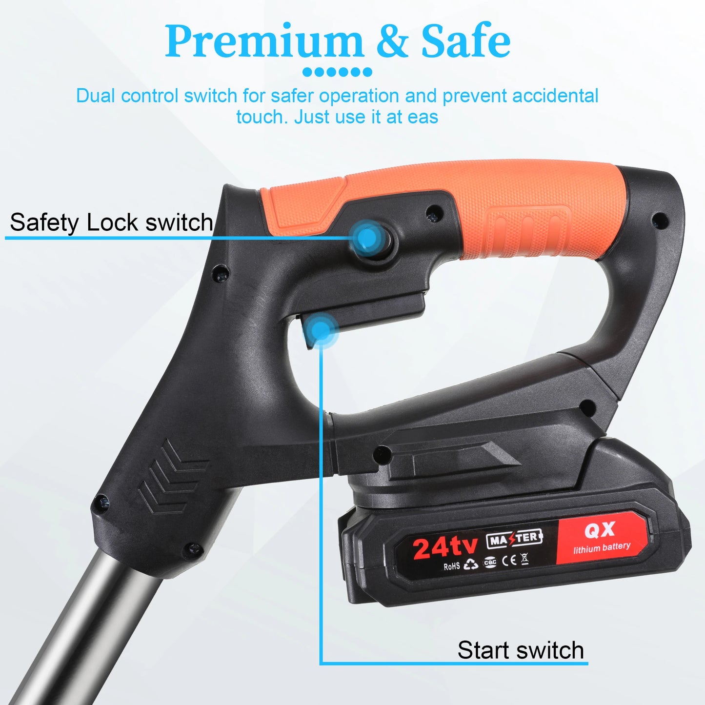 Electric Lawn Mower Weed Wacker Foldable Grass Trimmer Lithium Battery Weeder Cordless Garden Adjustable Foldable Cutte