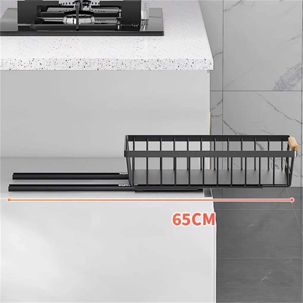Pull Out Cabinet Organizer, Metal Slide Out Drawers for Cabinets, Sliding Drawers Adhesive Nano Film Roll out Shelf for Kitchen
