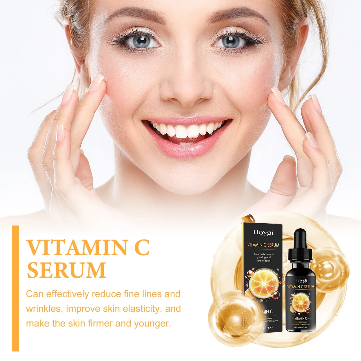 Hoygi 30ml Vitamin C Nourish Face Serum Reduce Fine Line Wrinkle Remove Dark Spots Improve Skin Elasticity Brighten Facial Serum