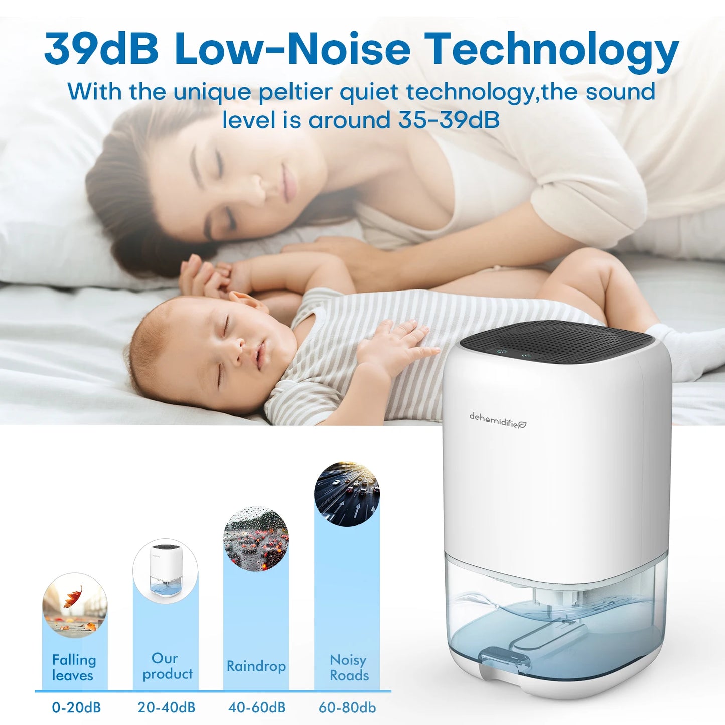 1000ML Air Dehumidifier Home Appliances with Air Filter for Home 280 sq. ft Mini Portable Utral Quiet with Auto Shut Off