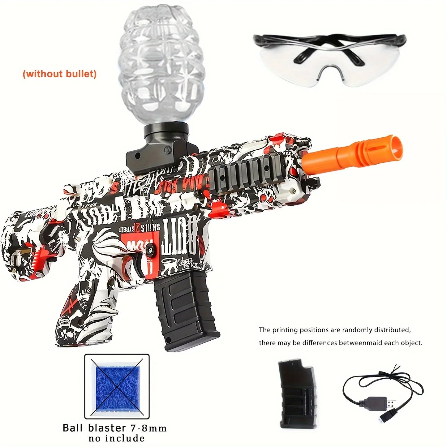 M416 Blaster Toy Gun, Blaster With Glasses, Automatic Summer Outdoor Toys For Activities Team Game(without water beads)