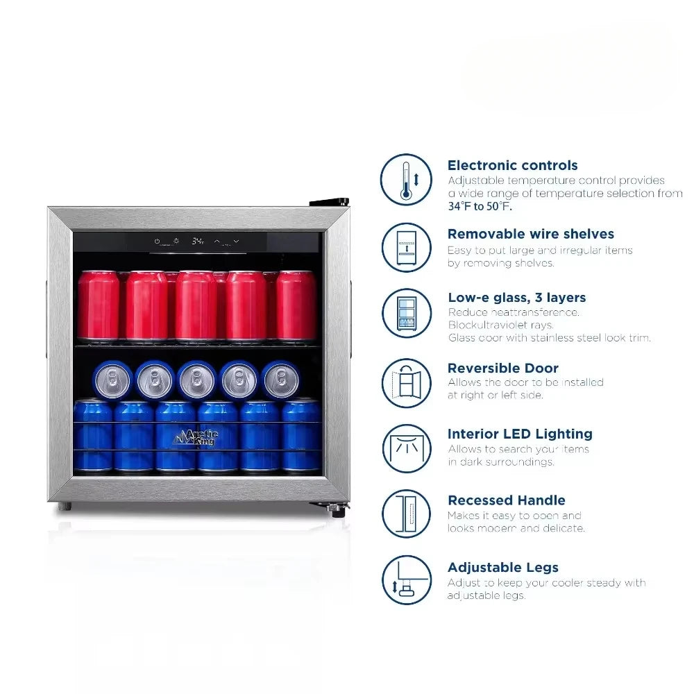 48-Can Beverage Fridge & Cooler with Electrical Control, Stainless Steel Look, ARV48B1AST