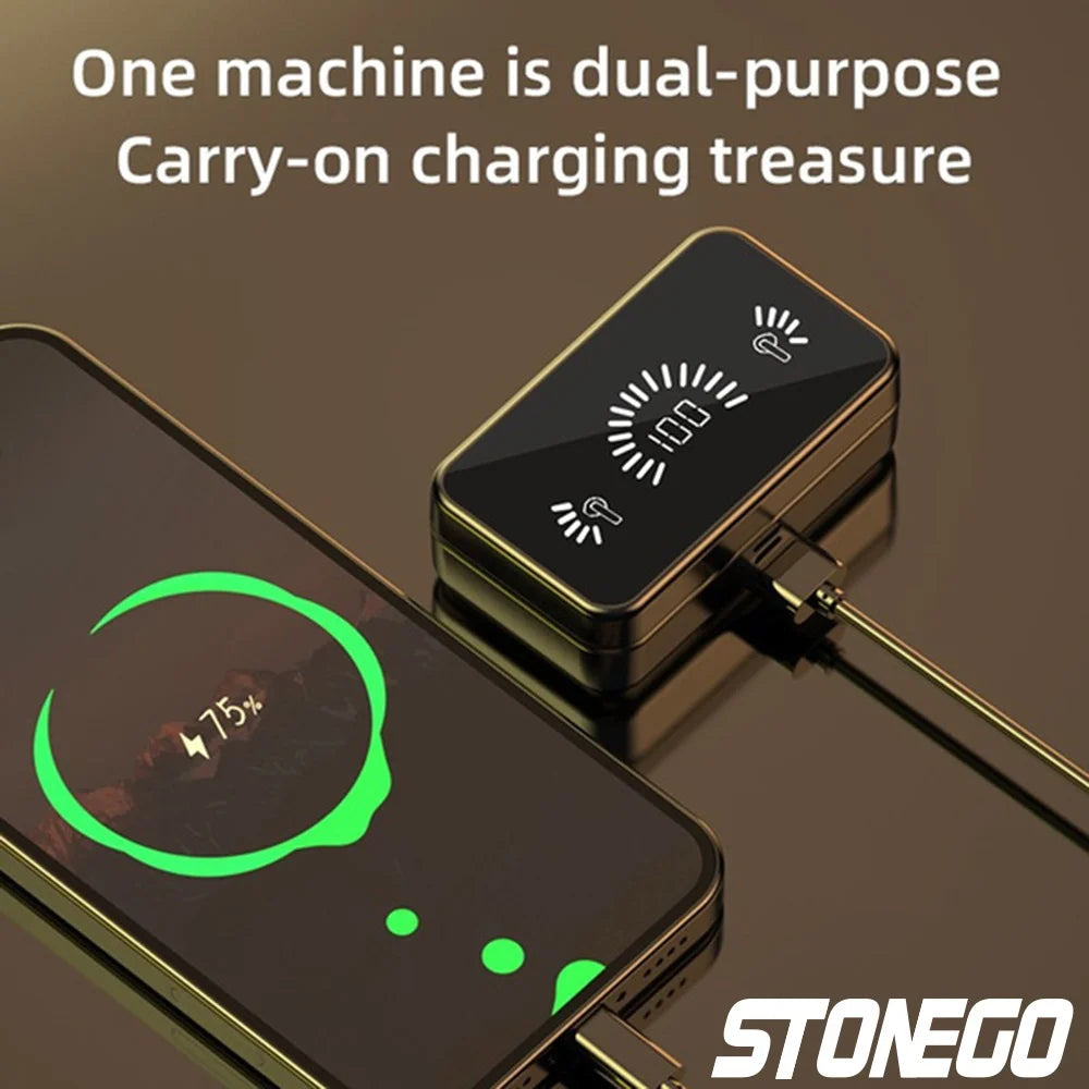 TWS Bluetooth 5.0 Sports Earbuds, Wireless Waterproof Noise-Cancelling Earphones with Charging Case, for Gaming and Music