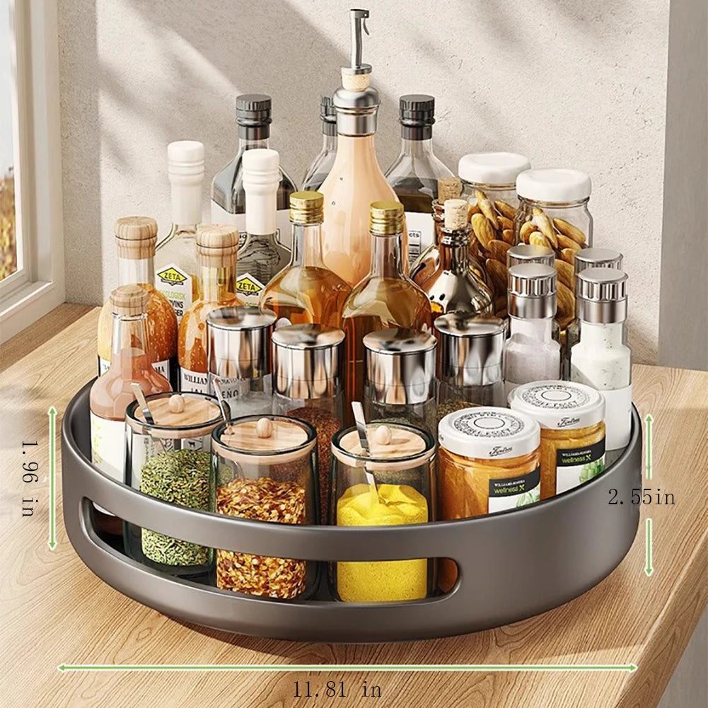 Rotating Storage Rack,Rotating Spice Rack, Kitchen Countertop Organizer,Round Metal Turntable Organizer For Cabinet Kitchen