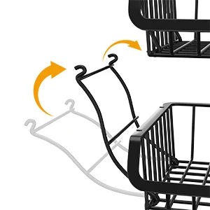 Fruit Vegetable Basket for Kitchen, Stackable Fruit Vegetable Storage Baskets with Wheels, Metal Wire Storage Basket