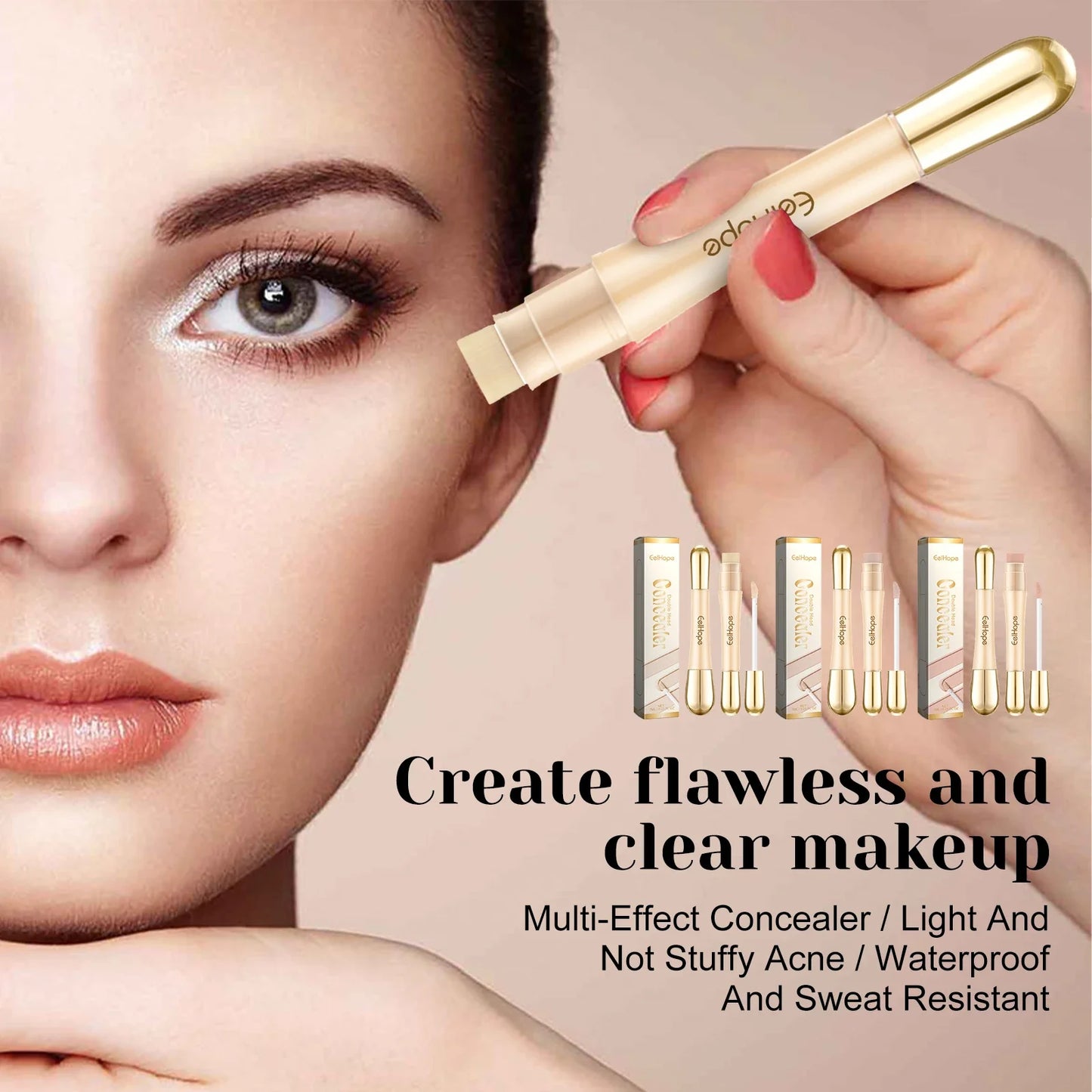 Double Head Concealer Stick Waterproof No Creasing Long-lasting Moisturizing No Separation Fullcoveage Female Makeup Products