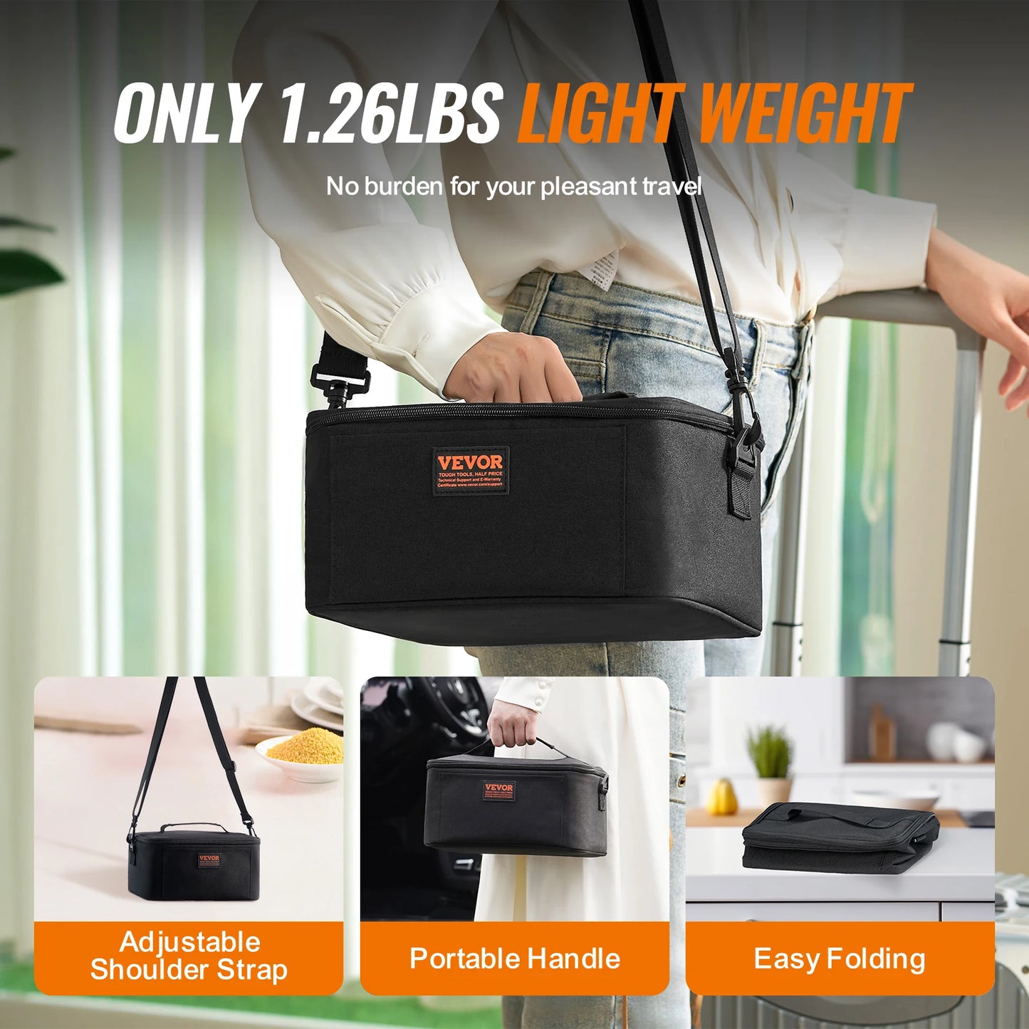 VEVOR Portable Oven Portable Mini Personal Microwave 2QT Electric Heated Lunch Box Compatible with Glass Ceramic Foil Container