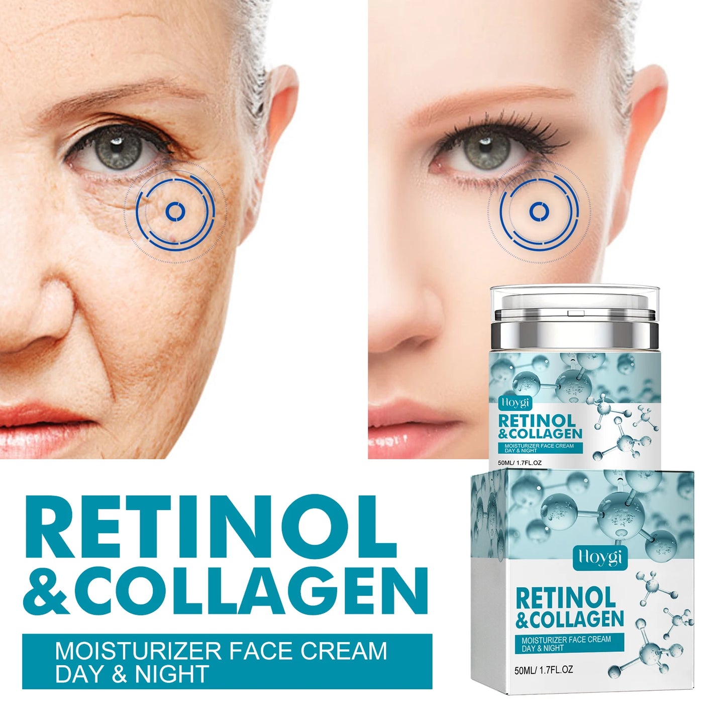 Anti Aging Retinol Collagen Day Night Moisturizer Face Cream Moist Hydrating Brightening Elastic Firming Smoothing Facial Cream