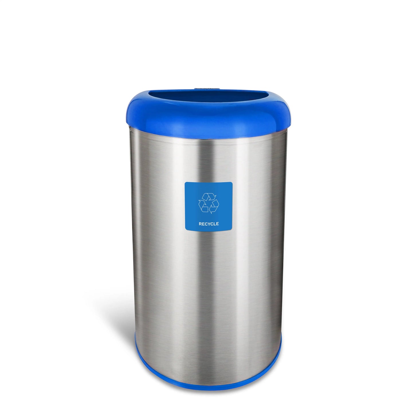 13.2 Gal / 50L Blue Trash Can, Open Top, Fingerprint-Resistant Stainless Steel With Recycle Magnet