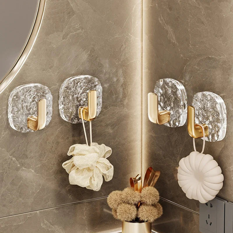 1/4PCS Self-adhesive Wall Hooks Acrylic Bathroom Hooks for Hanging Waterproof Adhesive Hook Towel Holder Home Accessories Hanger