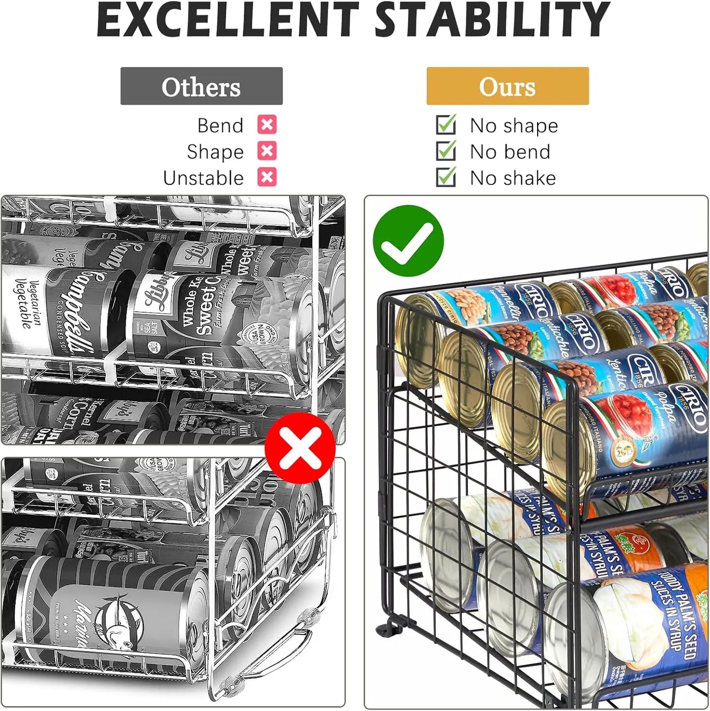 2-Pack Stackable Can Rack Organizer, Can Storage for Kitchen Pantry Cabinet, Can Holders for Food