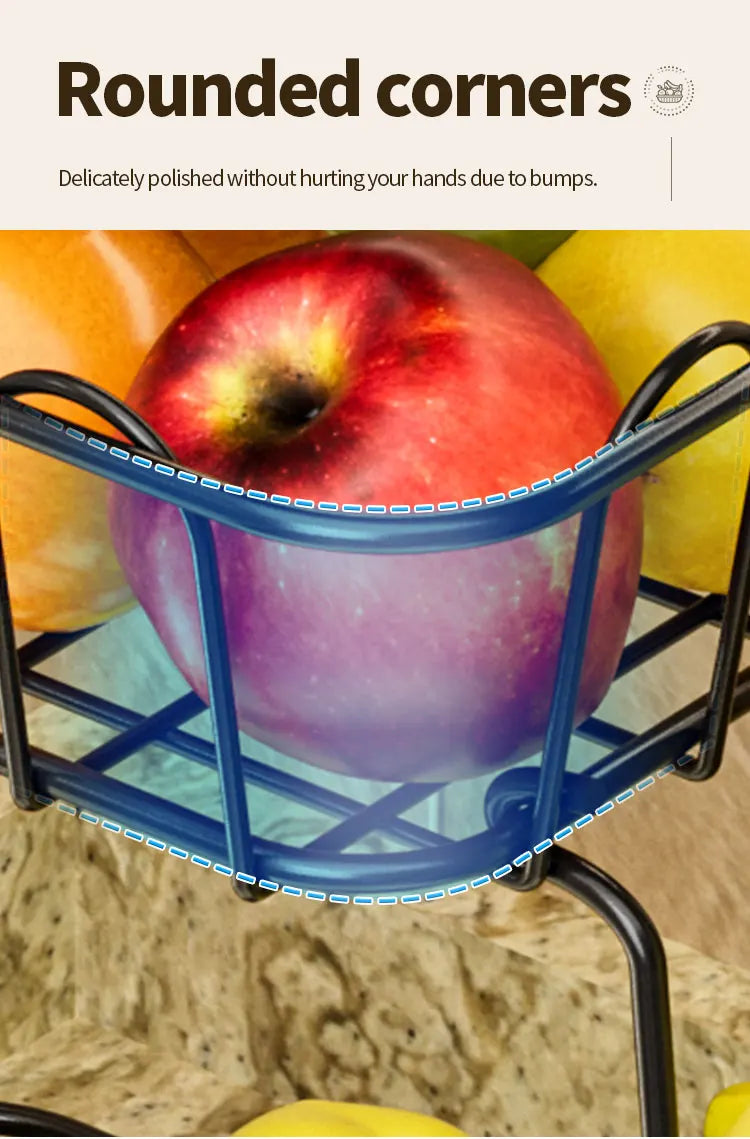 Fruit Basket,Metal Wire Storage Basket With Hooks,Saving Storage Rack,Stylish Kitchen Organizer In Space - Display Stand