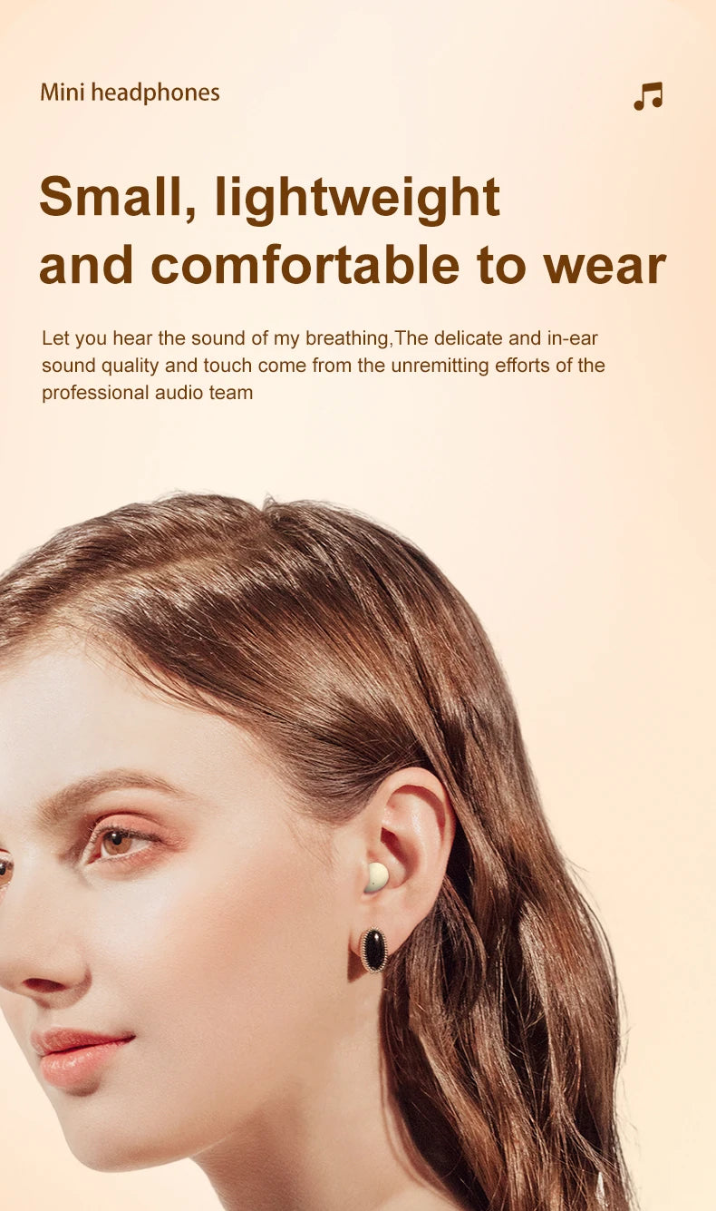 Wireless Bluetooth sleeping Headphones Noise canceling earbuds Hidden Headset Mini Invisible Earphones With Mic Sport Waterproof