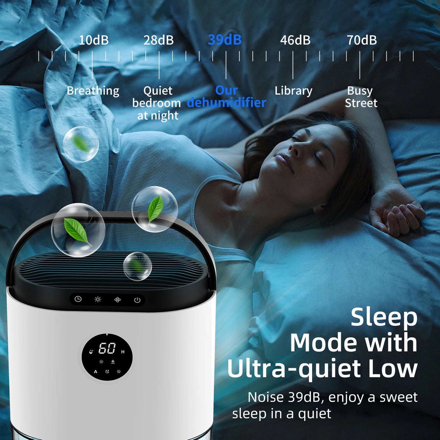 80oz Dehumidifiers for Home Appliances ,Auto Mode, Ultra Quiet Touch Control for Home Large Room Bathroom Garage RV Timing