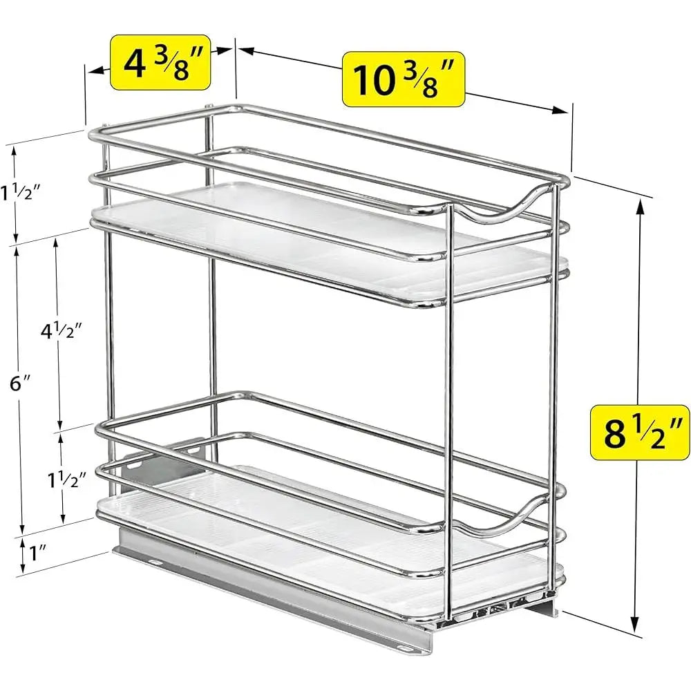 Pull Out Spice Rack Organizer Slide Out Drawer Kitchen Cabinets Heavy Duty Chrome Easy Mount Rust Resistant Storage Solution
