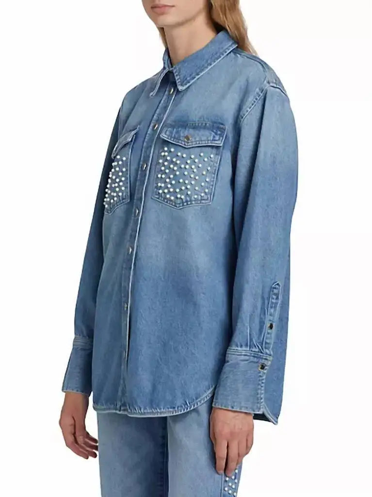 FRAME | Atelier Oversized Shirt Jacket In Daylight Pearl