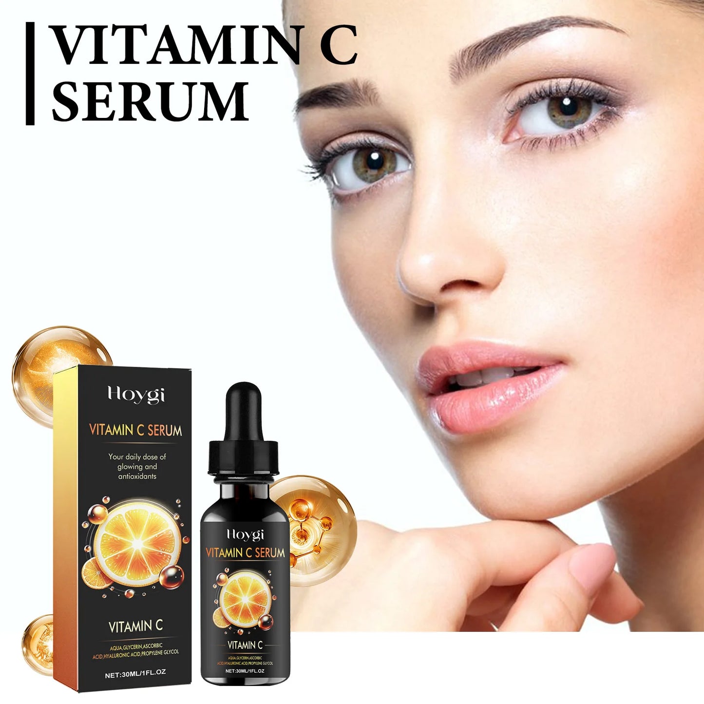 Hoygi 30ml Vitamin C Nourish Face Serum Reduce Fine Line Wrinkle Remove Dark Spots Improve Skin Elasticity Brighten Facial Serum
