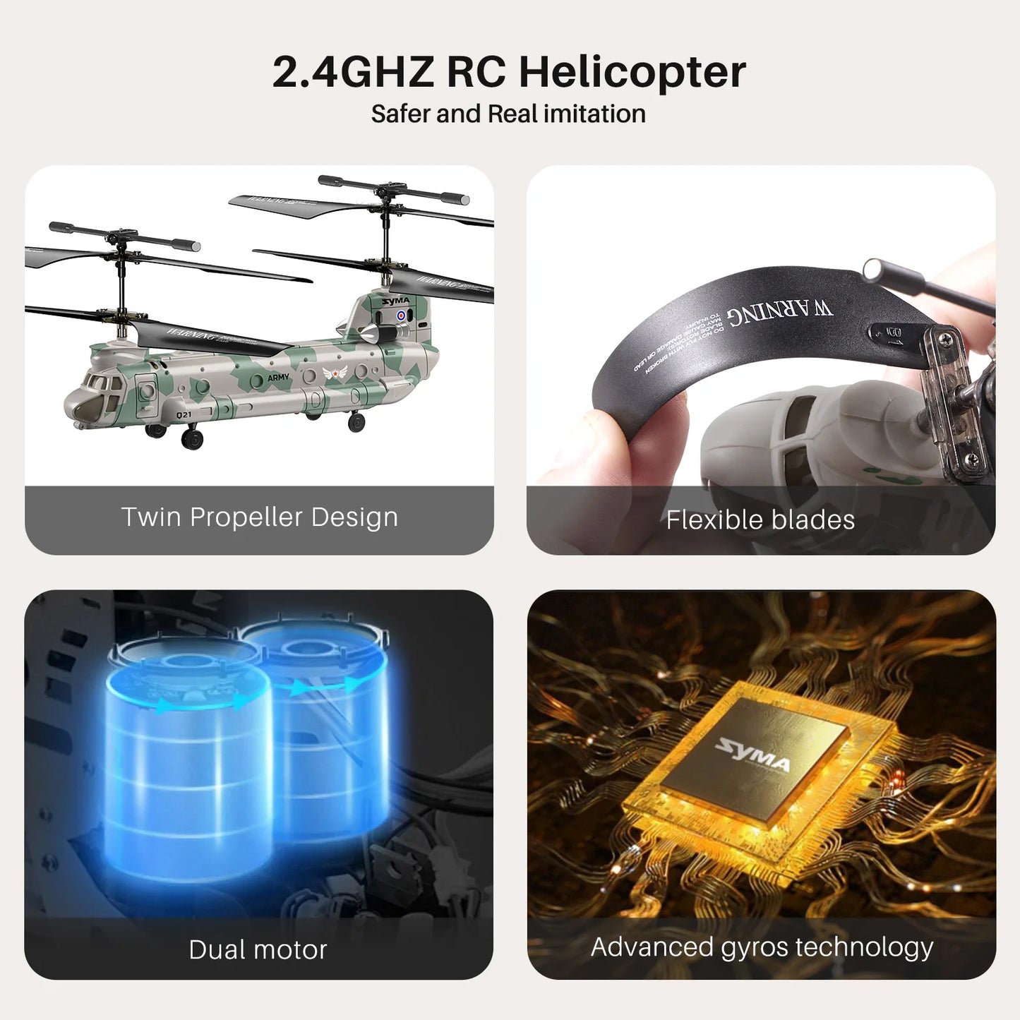 SYMA RC Helicopter Toy, Remote Control Helicopter Q21 Aircraft with Altitude Hold, One Key Take Off/Landing, CH-47 Chinook Toys