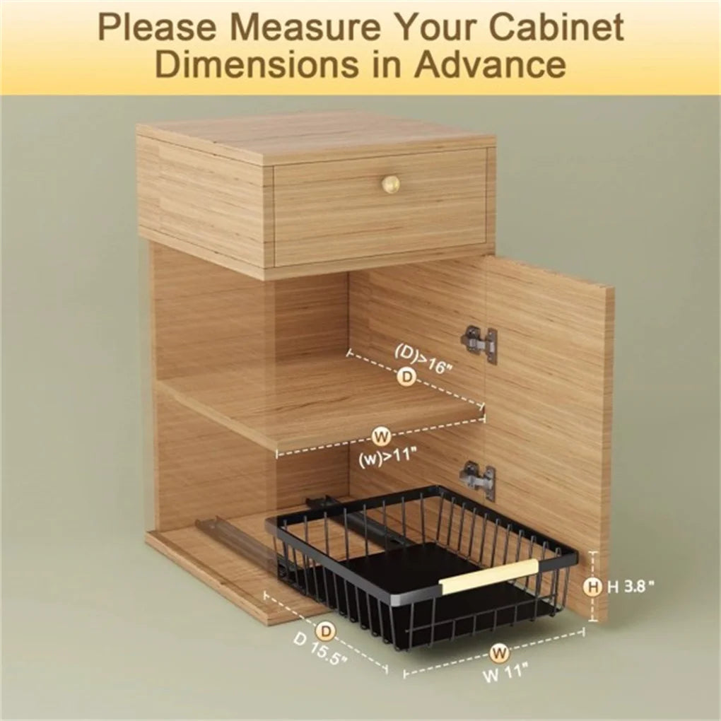 Pull Out Cabinet Organizer, Metal Slide Out Drawers for Cabinets, Sliding Drawers Adhesive Nano Film Roll out Shelf for Kitchen
