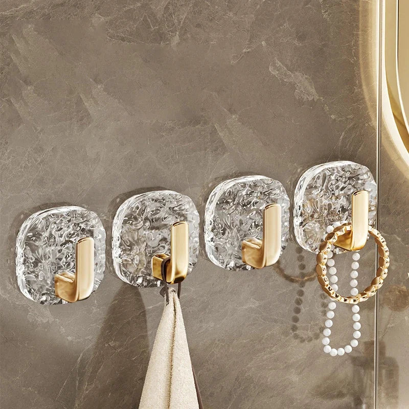1/4PCS Self-adhesive Wall Hooks Acrylic Bathroom Hooks for Hanging Waterproof Adhesive Hook Towel Holder Home Accessories Hanger