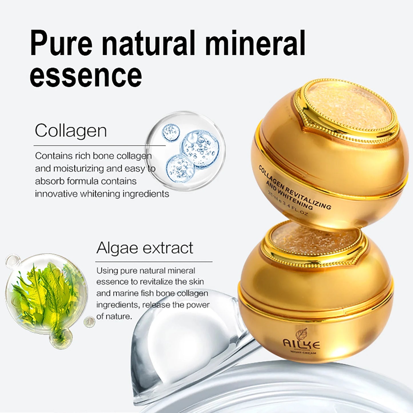 AILKE 24K gold facial essence glycerin liquid toner face skin cream whitening vitamin c brightening moisturizing beauty sets