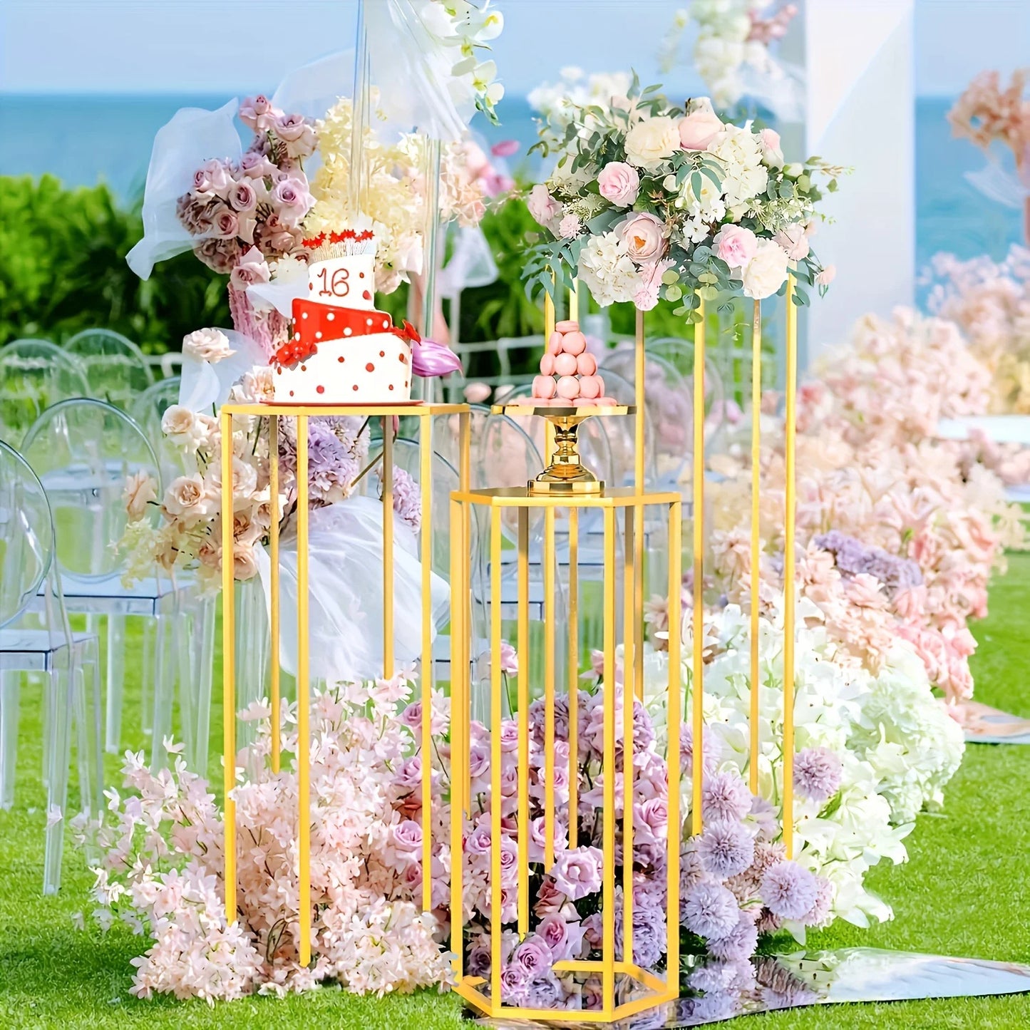 Large 6-sided 3-piece Storage Rack, Vase Decoration Bottle, Home Decoration, Party Decoration, Placing Cakes, Bouquets