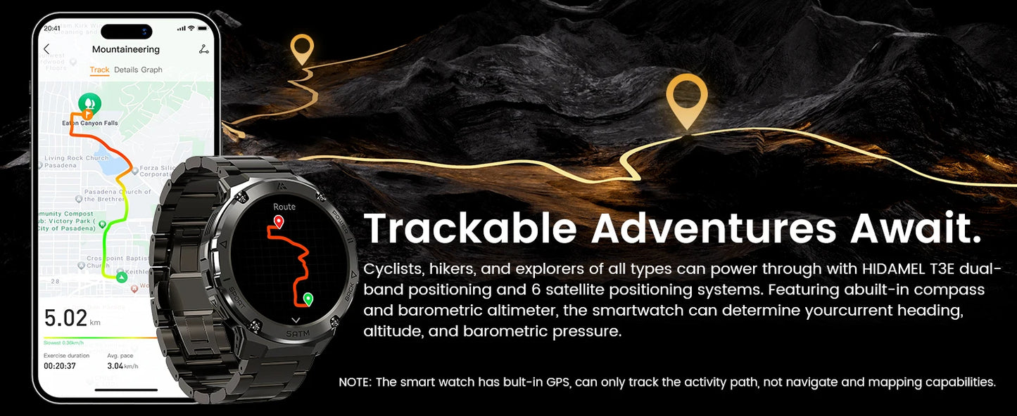 2024 Original Ticwris T3E GPS Smart Watch For Men Waterproof 5ATM IP69K 470mAh AMOLED Compass Bluetooth Call Electronic Watches