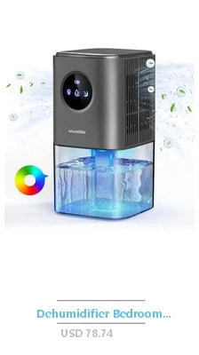 Compact 85oz Dehumidifier Bathroom Bedroom RV Kitchen Quiet Auto Shut Off Night Light